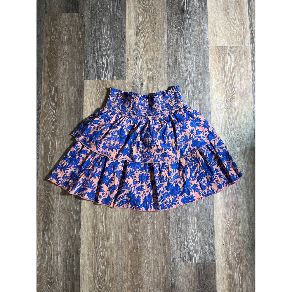 Universal Thread Blue Pink Floral Smocked Tiered Ruffle Mini Skirt Womens Medium